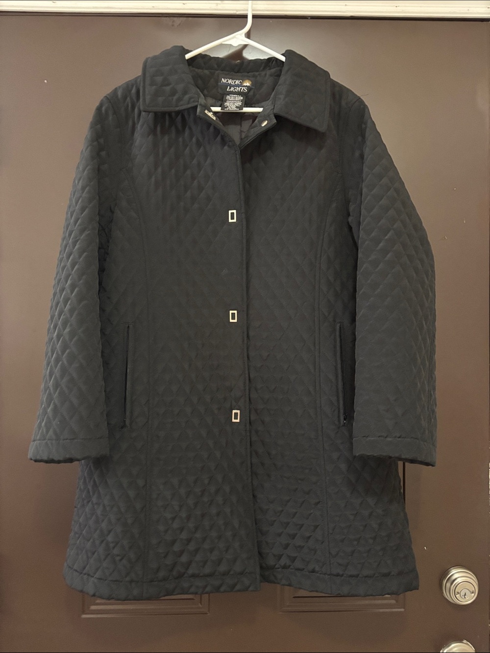 Nordic Lights Quilted Black Pea Coat